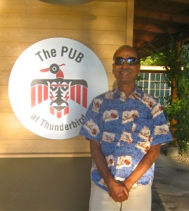 Abe Khan at Thunderbird in front of The Pub